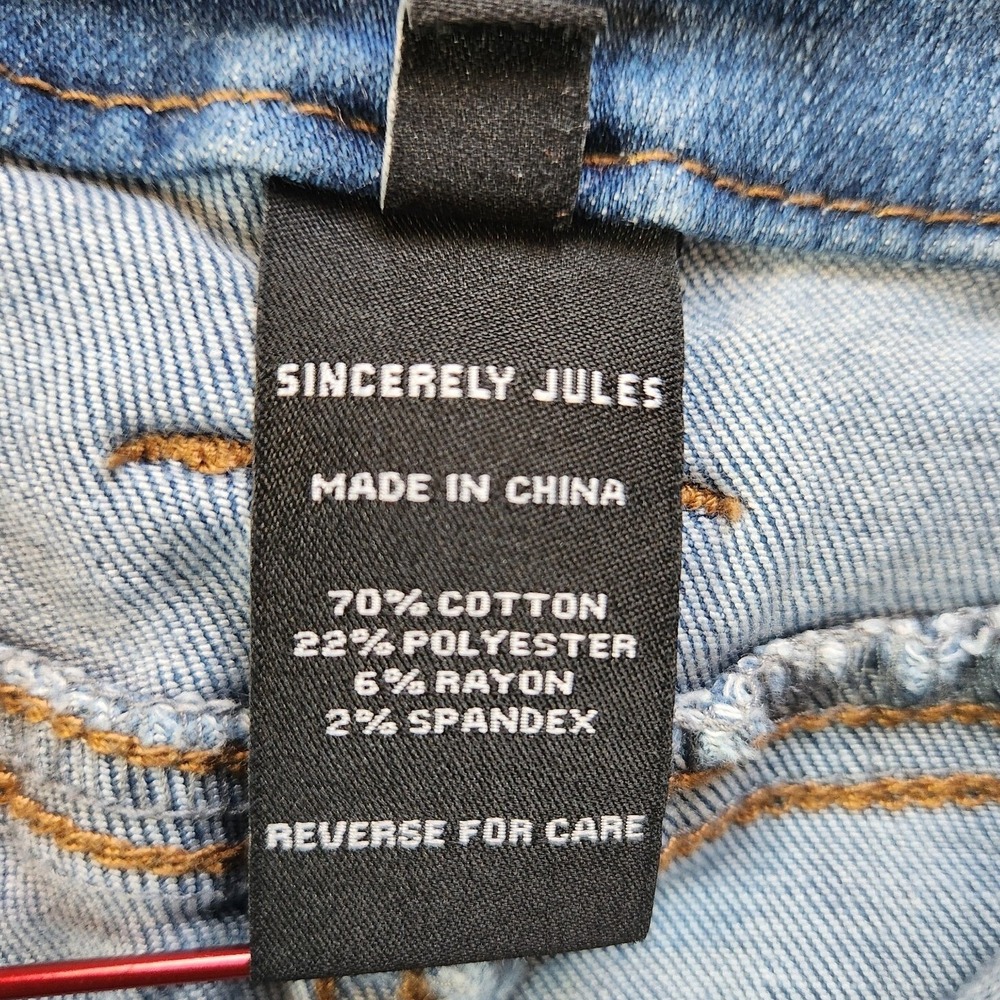 Sincerely Jules Bootcut Jeans Women 11/30 (Fits 30x30) Blue High-Rise Frayed Hem - Picture 7 of 14